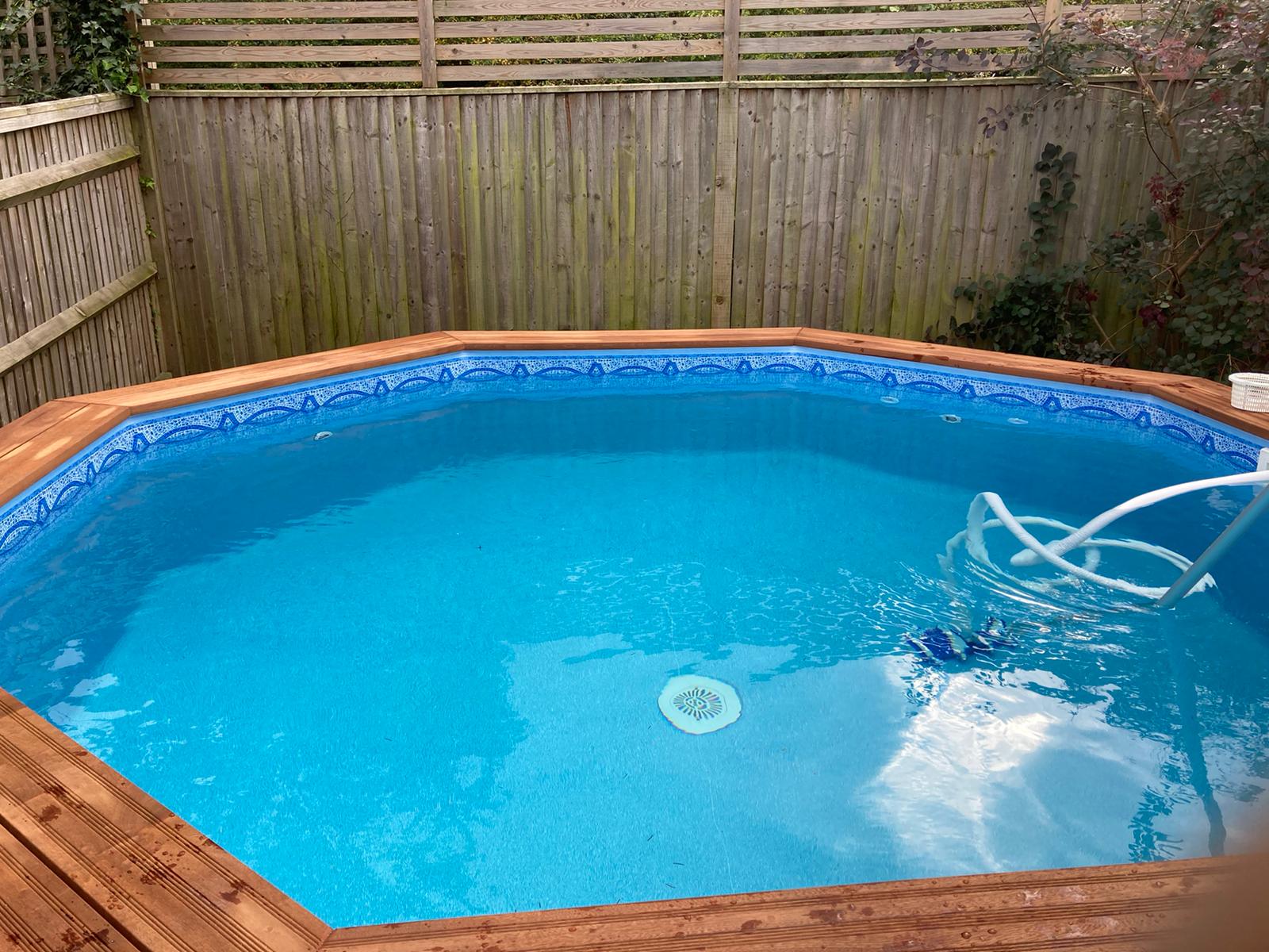 Completed and filled Wooden Swimming Pool