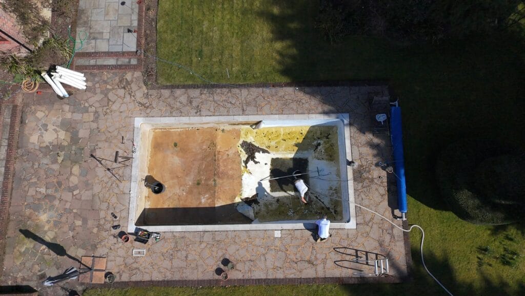 Swimming Pool - Liner being removed